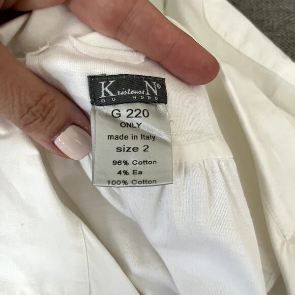 Kristensen Du Nord White Sleeveless Top Tank Button Down Size 2 M / 6 Made Italy - Picture 10 of 11